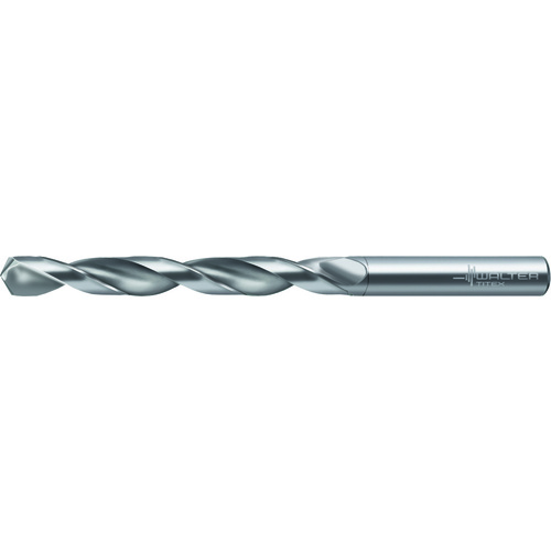 ‎1 mm Dia. × 1 mm Shank × 12 mm Flute Length × 34 mm OAL, 8xD, 118°, 2xD Flute, External Coolant, DIN 338, Round Solid Carbide Drill A1263-1
